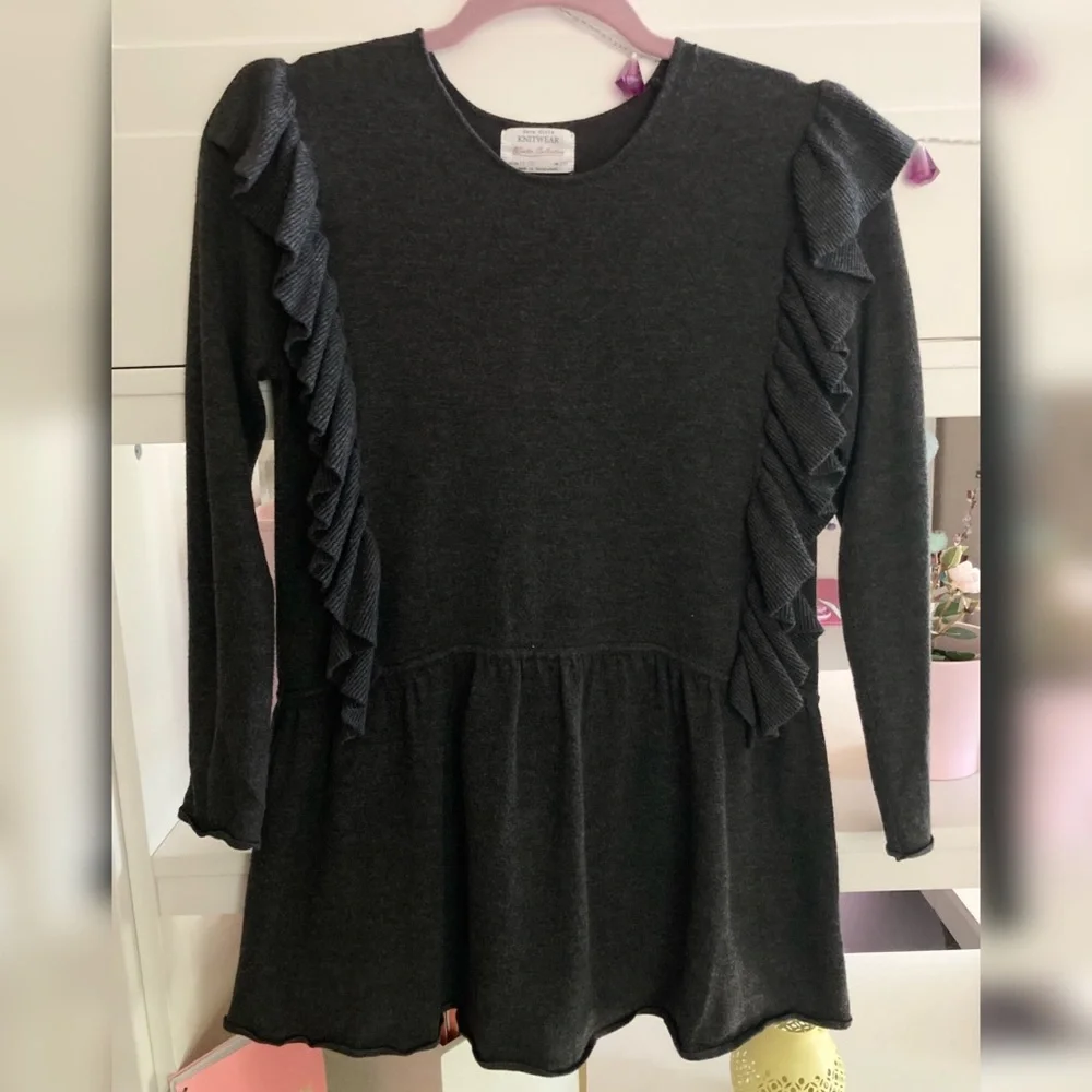 ✨2/$40✨ Zara Girls KNITWEAR Winter Collection Dark Grey/Gray Long Sleeve Dress